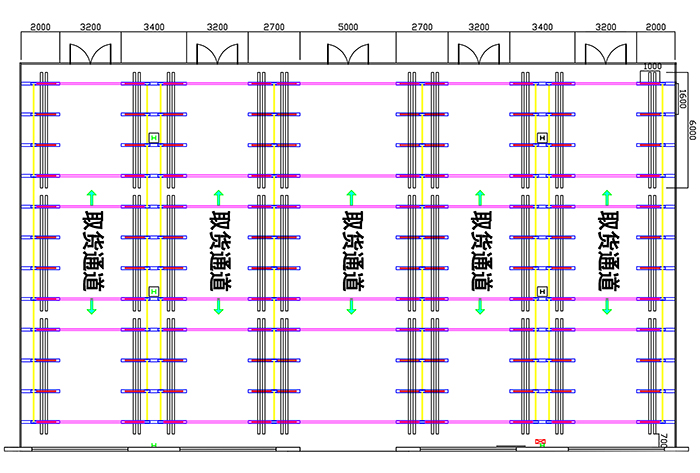 懸臂貨架倉(cāng)儲(chǔ)方案平面效果圖